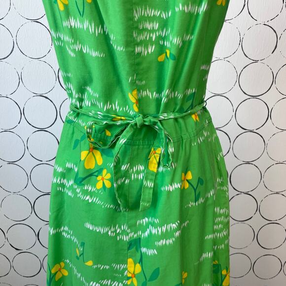 VTG Malia Honolulu Womens Hawaiian Dress Green Yellow Colorful Floral Retro - Picture 11 of 14